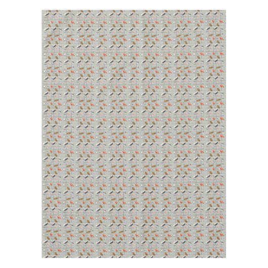 Nappe Motif rétro atomique orange gris blanc noir (Devant)