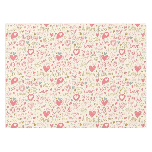 Nappe Motif romantique avec des coeurs et des lèvres (Devant (Horizontal))