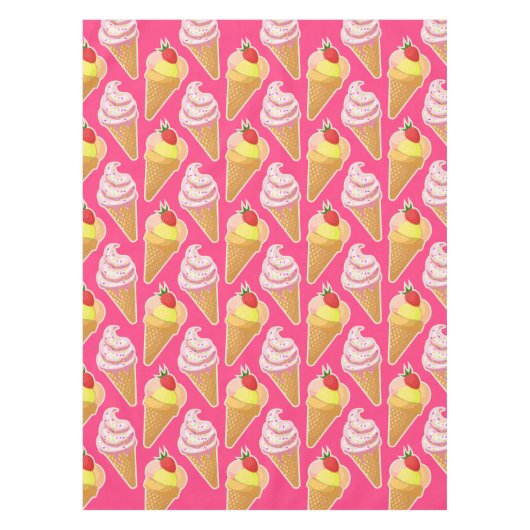 Nappe Motif rose Kawaii avec crème glacée aux fraises (Devant)