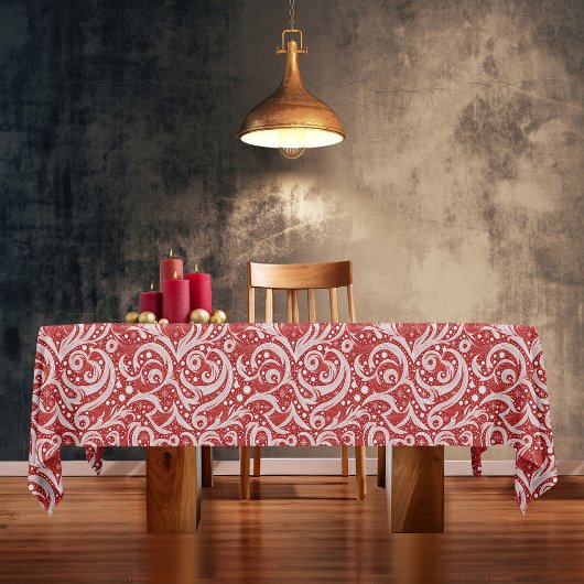 Nappe Motif rouge Abstrait de flocon de neige #10 ID1009