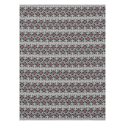 Nappe Motif roumain géométrique rouge et noir (Devant)