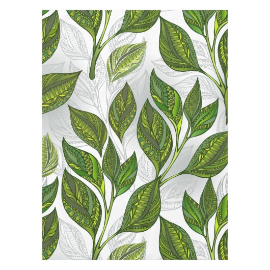 Nappe Motif sans couture avec Feuilles de thé vert (Devant)