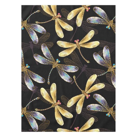 Nappe Motif sans couture avec libellules d'or (Devant)