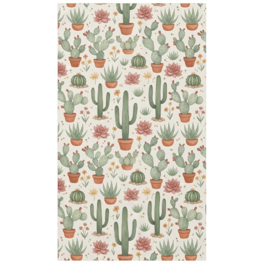 Nappe Motif sans couture de cactus de désert succulent (Devant)