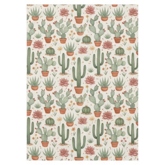 Nappe Motif sans couture de cactus de désert succulent (Devant)