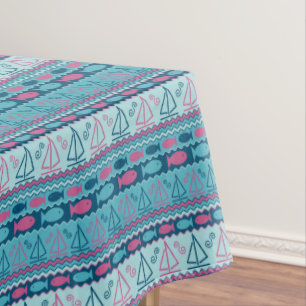 Nappe Motif superbe de poissons et de voilier