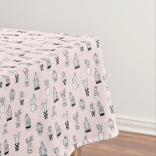 Nappe Motif tiré par la main mignon de cactus