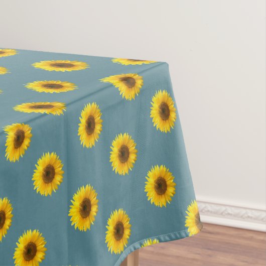 Nappe Motif Tournesol sur Vert Bleu (In Situ)