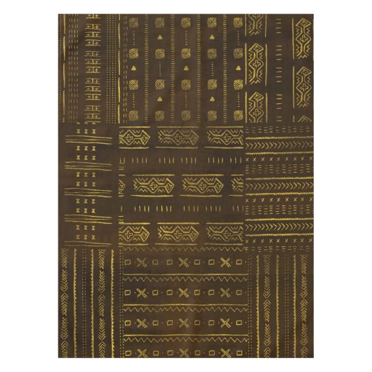 Nappe Motif tribal africain d'or sur la texture brune (Devant)