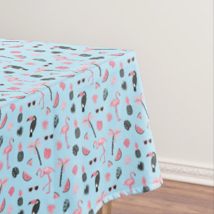 Nappe Motif tropical d'été rose et bleu