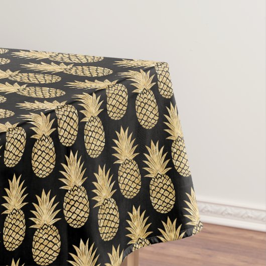 Nappe Motif tropical élégant d'ananas de noir et d'or (In Situ)