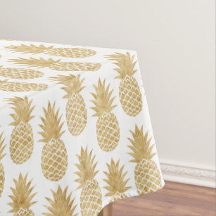 Nappe Motif tropical élégant d'ananas d'or blanc