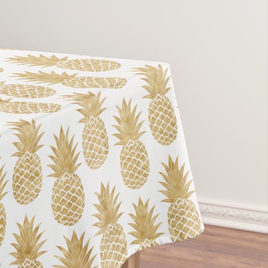Nappe Motif tropical élégant d'ananas d'or blanc (In Situ)