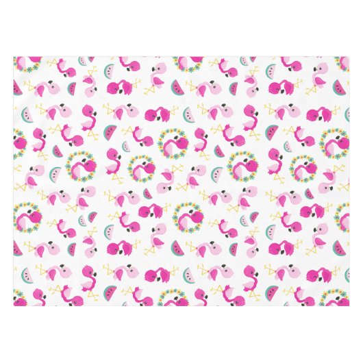 Nappe Motif tropical, Flamants roses, pastèques, Fleurs (Devant (Horizontal))