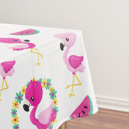 Nappe Motif tropical, Flamants roses, pastèques, Fleurs (In Situ)