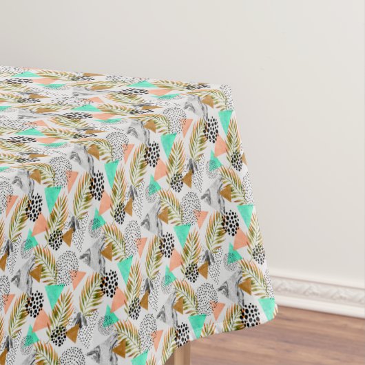 Nappe Motif tropical géométrique abstrait de feuille (In Situ)