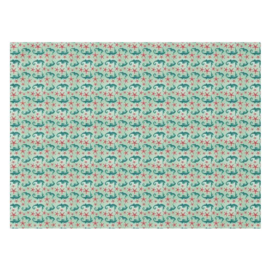 Nappe Motif turquoise 2 d'hippocampe (Devant (Horizontal))