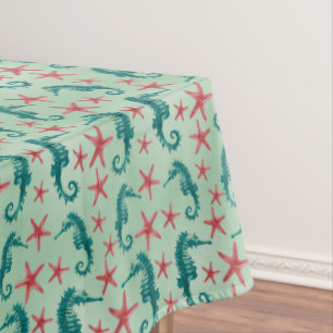 Nappe Motif turquoise 2 d'hippocampe