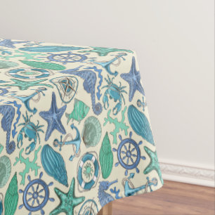 Nappe Motif turquoise d'animaux de mer