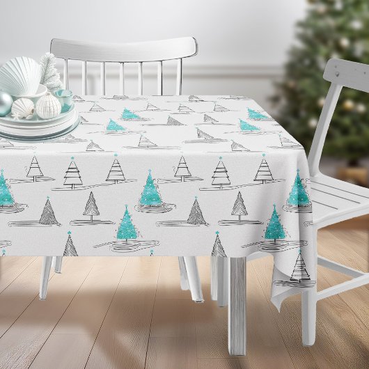 Nappe Motif turquoise d'arbre de Noël n° 5 ID1009