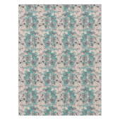 Nappe Motif turquoise de fleurs graphiques blanches (Devant)