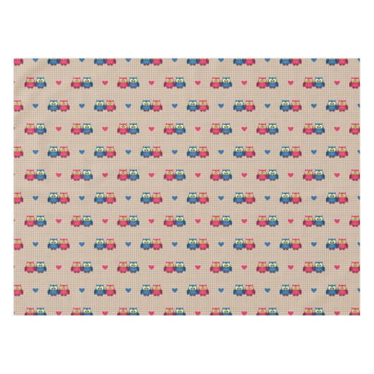 Nappe Motif vérifié avec des hiboux d'amour (Devant (Horizontal))