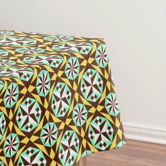 Nappe Motif Vintage Bleu Jaune Brown Barcelone (In Situ)