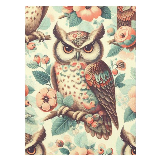 Nappe Motif vintage Cute Owl (Devant)