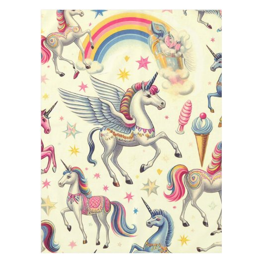 Nappe Motif vintage Cute Unicorn (Devant)