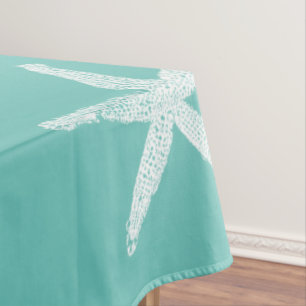 Nappe Motifs d'écrevisse blanche Couleur Turquoise bleu