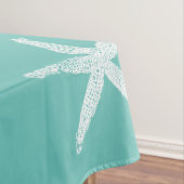Nappe Motifs d'écrevisse blanche Couleur Turquoise bleue (In Situ)