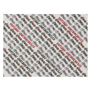 Nappe MOTOCYCLES VINTAGES rouge blanc gris noir