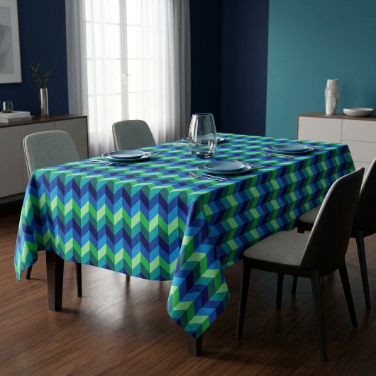 Nappe moyenne chevrons dégradés bleu-vert