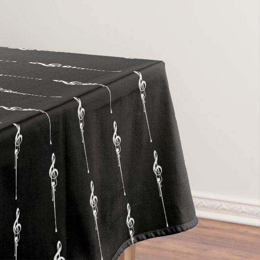 Nappe Musique Motif Melting Treble Clef blanc et noir (In Situ)