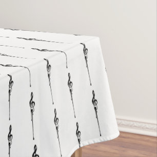 Nappe Musique Motif Melting Treble Clef noir et blanc