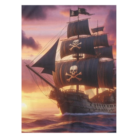Nappe Navire pirate au lever/coucher du soleil (Devant)