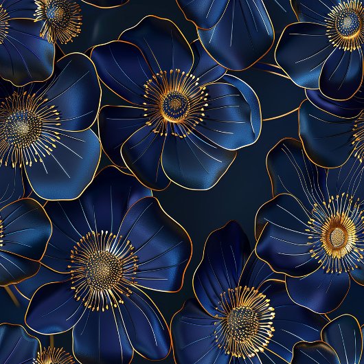 Nappe Navy Gold Floral Tablecloth Elegant Monogram Decor