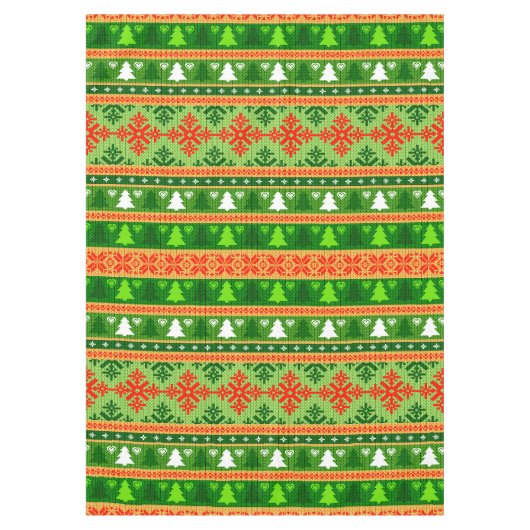NAPPE NOËL ARBRE VERT BLANC ORNAMENTS ROUGES (Devant)