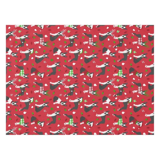 Nappe Noël Boston Terrier Tablecloth (Devant (Horizontal))