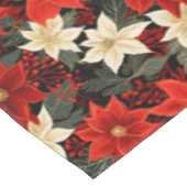 Nappe Noël classique Rouge et Blanc Poinsettia (Angle)