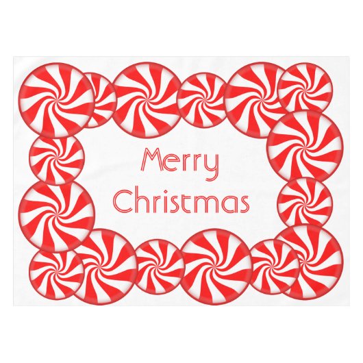 Nappe Noël de sucrerie de menthe poivrée Joyeux (Devant (Horizontal))