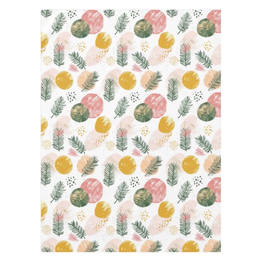 Nappe Noël festif aux accents vert, or, rose (Devant)