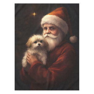 Nappe Noël festif avec le Père Noël et un Maltais