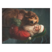 Nappe Noël festif du Père Noël de l'Irish Red Setter (Devant (Horizontal))