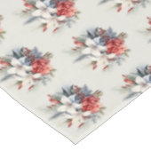 Nappe Noël Fleurs Blanches Rouges Fêtes Élégant (Angle)
