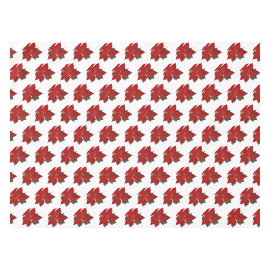 Nappe Noël Floral Poinsettia Motif sur Blanc (Devant (Horizontal))