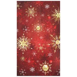 Nappe Noël Golden Snowflakes sur Arrière - plan rouge