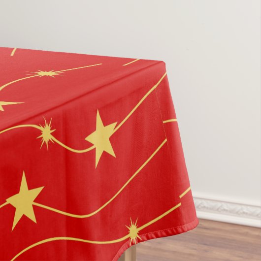 Nappe Noël Golden Stars Rouge Stylisme Vacances Tablec (In Situ)