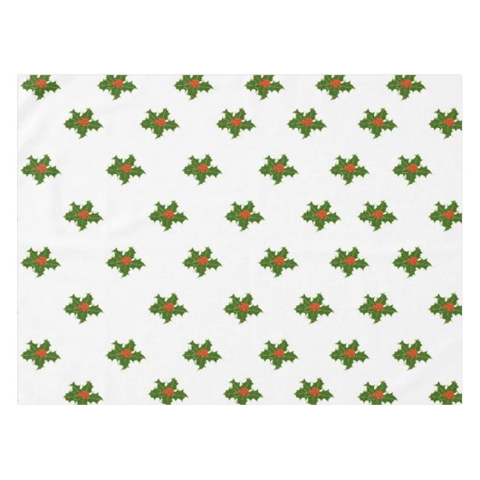 Nappe Noël Holly Motif avec baies rouges sur blanc (Devant (Horizontal))