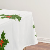 Nappe Noël Holly Motif avec baies rouges sur blanc (In Situ)